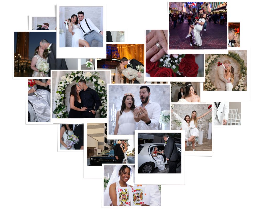 Collage of People Getting Married in Las Vegas